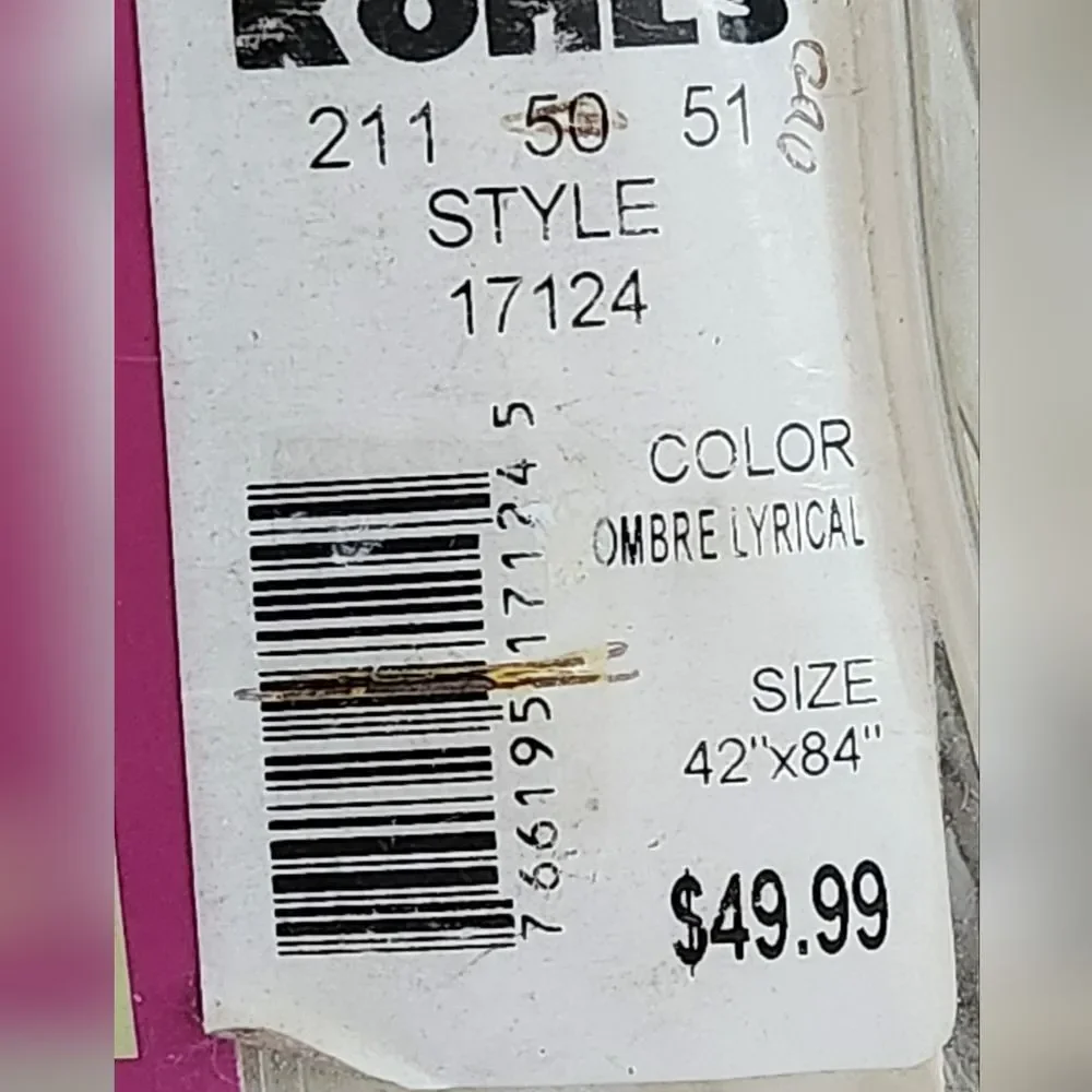 NWT 3 Piece Natural Curtain Rod Pocket Set 84